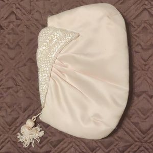 Pink Satin and Sequin Clutch Bag
